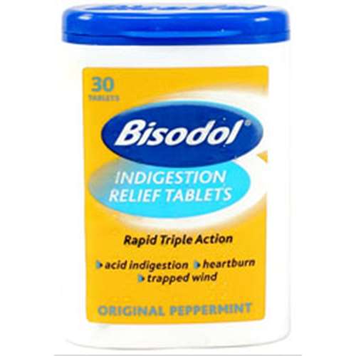 Bisodol Indigestion Relief Tablets 30 Original Peppermint