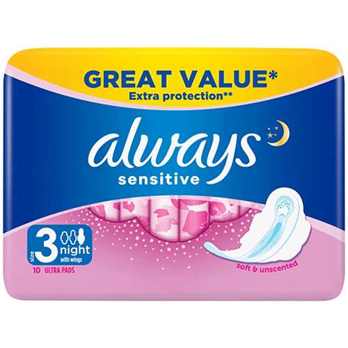 Always Sensitive Night with Wings Ultra Towels 10