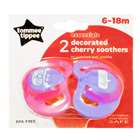 Tommee Tippee Decorated Cherry Soothers Pink/Lilac 6-18 Months) 2