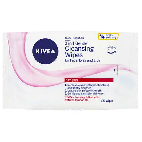 Nivea 3 in 1 Gentle Cleansing Wipes (Dry Skin) 25 ExpressChemist.co