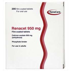 Renacet Calcium Acetate 950mg - 200 Film Coated Tablets