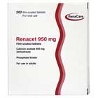 Renacare Renacet Calcium Acetate 950mg - 200 Film Coated Tablets