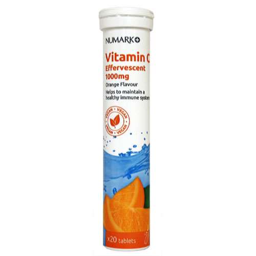 Numark Vitamin C 1000mg Orange Flavour Effervescent - 20 Tablets.