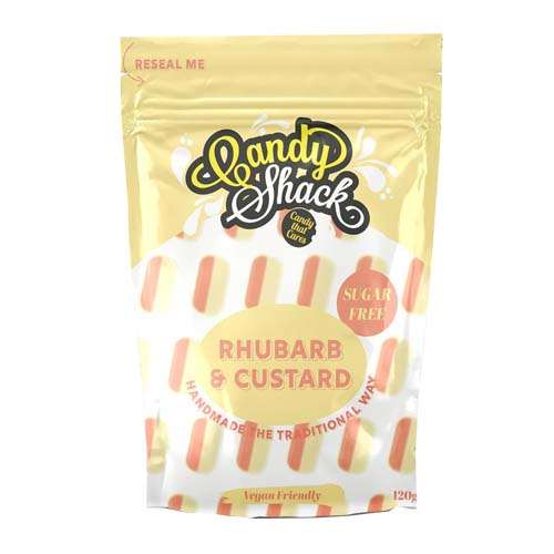 Candy Shack rhubarb and custard sugar free sweets 120g