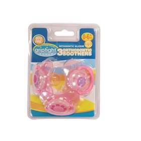 Griptight 3 pink Orthodontic Soothers 0-6+ months Butterfly/Flower