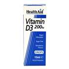 HealthAid Vitamin D3 200iu - 15ml Drops