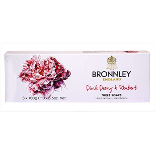 Bronnley Pink Peony and Rhubarb 3 x 100g Soaps