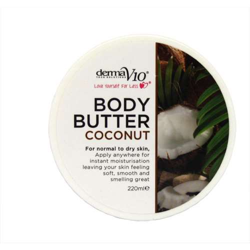 Derma V10 Body Butter Coconut 220ml ExpressChemist.co.uk Buy Online