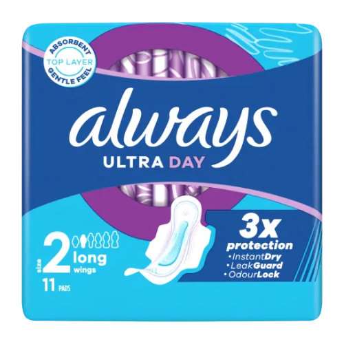 Always Ultra Dry Long Sanitary Towels with Wings 11
