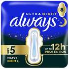Always Ultra Night Sanitary Towels with Wings Size 5 x 8