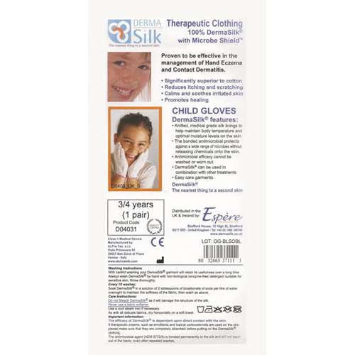 Derma Silk Therapeutic Child Gloves 3-4years