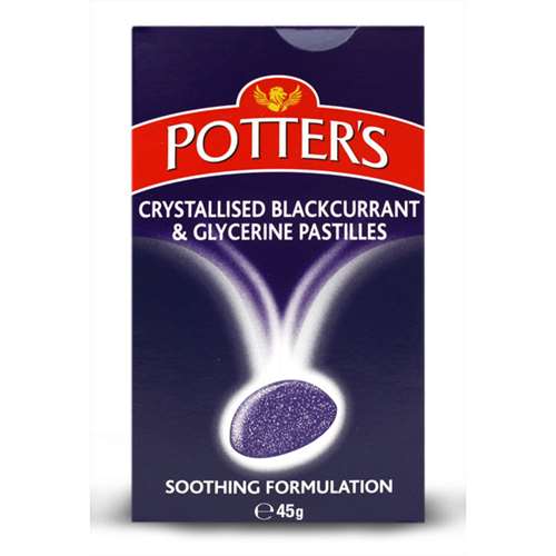 Potters Crystallised Blackcurrant & Glycerin Pastilles 45g
