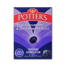 Potters Blackcurrant & Glycerine Pastilles 20