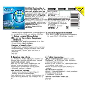 Care + Menthol & Eucalyptus Inhalation 100ml