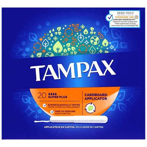 Tampax Cardboard Applicator Super Plus Tampons 20