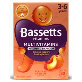 Bassetts Multivitamins + Vitamin D & Calcium 3-6 Years Peach & Apricot 30 Chewies