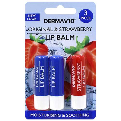 DermaV10 Original and Strawberry Lip Balm