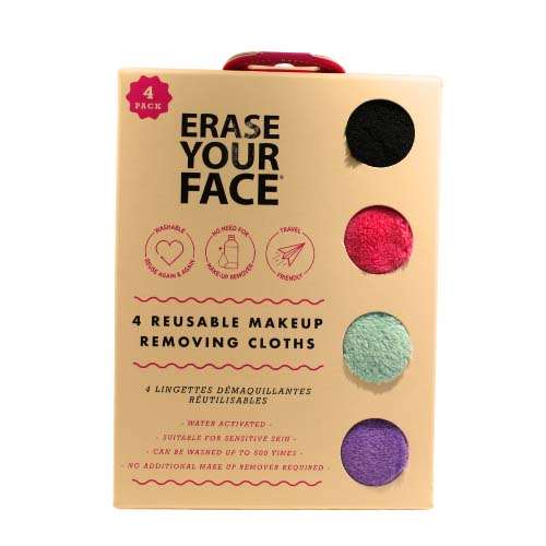 Erase Your Face Reusable Makeup Removing Cloth 4 Set Bright