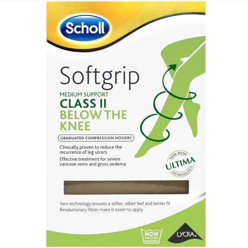 Scholl Softgrip Class 2 Knee Length Open Toe Natural - Medium