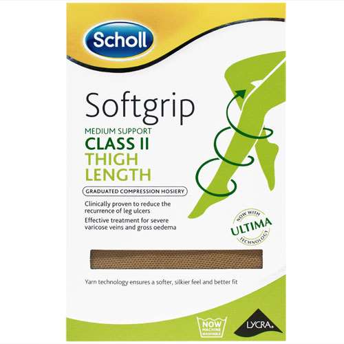 Scholl Softgrip Class 2 Thigh Length Natural Extra Large 1 pair
