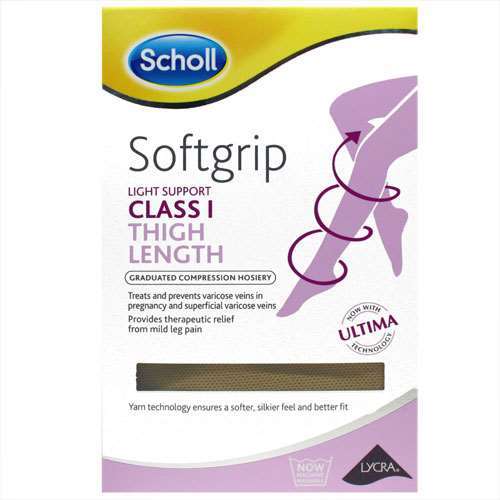 Scholl Softgrip Class 1 Thigh Length Natural - Small