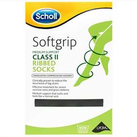 Scholl Softgrip Class 2 Ribbed Socks Black - XLarge