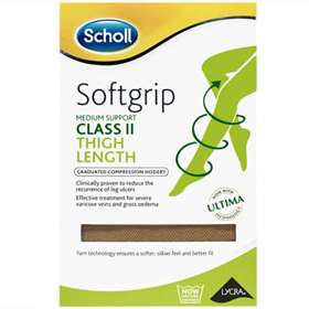 Scholl Softgrip Class 2 Thigh Length Natural - Medium