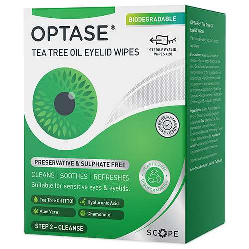 Optase Tea Tree Oil Lid Wipes 20
