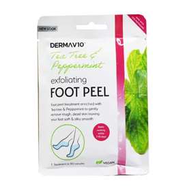 DermaV10 Exfoliating Foot Peel Tea Tree and Peppermint