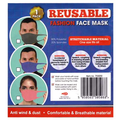 Reusable Fashion Face Mask Blue x 1