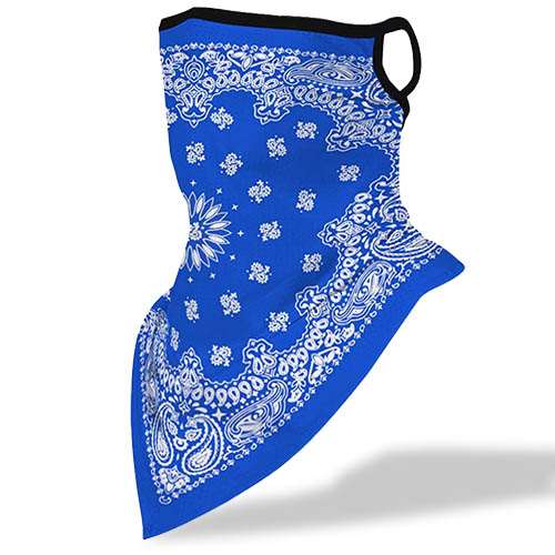 Bright Blue Patterned Bandana Face Mask x1