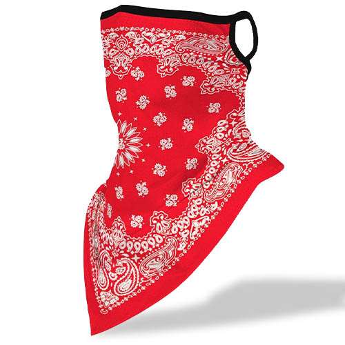 Red Patterned Bandana Style Face Mask x1