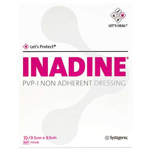 Inadine PVP-I Non Adherent Dressing PO1491 9.5x9.5cm BOX OF 10