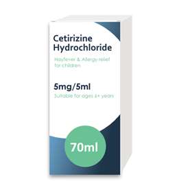 Cetirizine 5mg/5ml Allergy Relief for Children Oral Solution 70ml - s/f banana