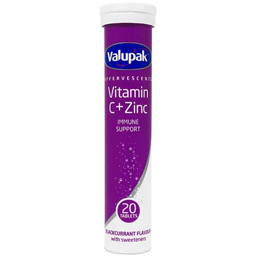Valupak Effervescent Vitamin C and Zinc Immune Support 20 Tablets