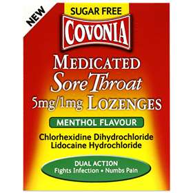 Covonia Medicated Sore Throat Menthol Lozenges 36