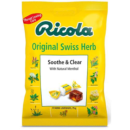 Ricola Original Swiss Herb Soothe and Clear Lozenges With Natural Menthol 75g