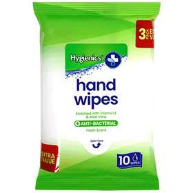 Hygienics Anti-Bacterial Fresh Scent Hand Wipes 3x10 Pack