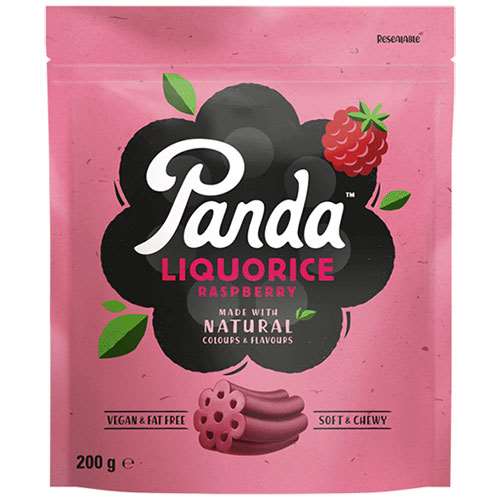 Click to view product details and reviews for Panda Liquorice Raspberry 200g.
