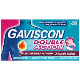Gaviscon Double Action Heartburn and Indigestion Mixed Berries Tablets 48