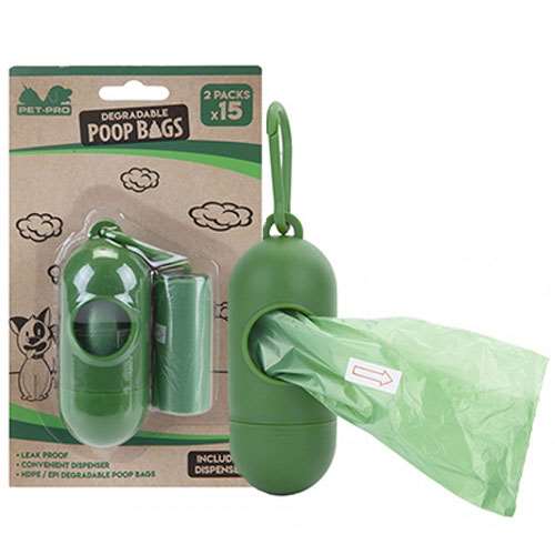 Pet-Pro Degradable Poop Bags and Dispenser 30