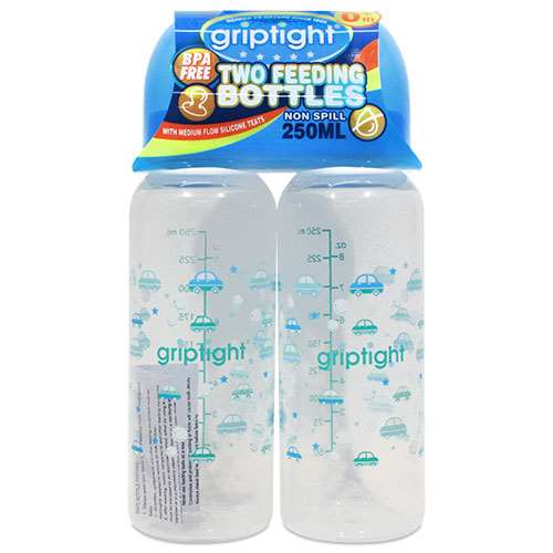 Griptight 0 Months Feeding Bottles Twin Pack - Blue