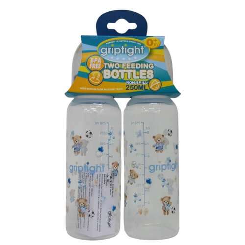 Griptight 0 Months Feeding Bottles Twin Pack - Blue