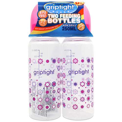 Griptight 0 Months Feeding Bottles Twin Pack - Pink