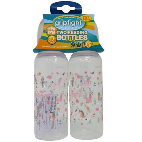 Griptight 0 Months Feeding Bottles Twin Pack - Pink