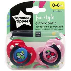 Tommee Tippee Fun Style Orthodontic Soothers 0-6m - Cat and Bird