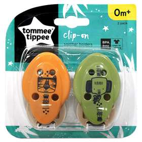 Tommee Tippee Clip-On Soother Holders - Tiger and Elephant