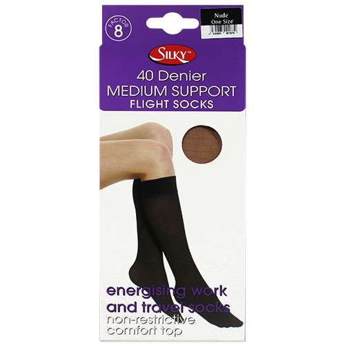 Silky 40 Denier Medium Support Flight Socks 1 Pair Nude 3-8