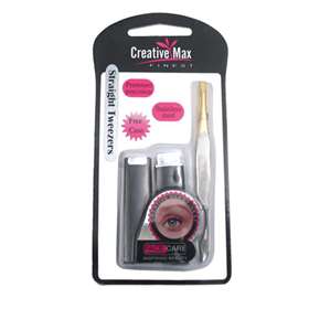 Creative Max Gold Tipped Slanted Tweezers with Case