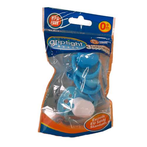Griptight 3 Orthodontic Soothers Blue 0+ Months